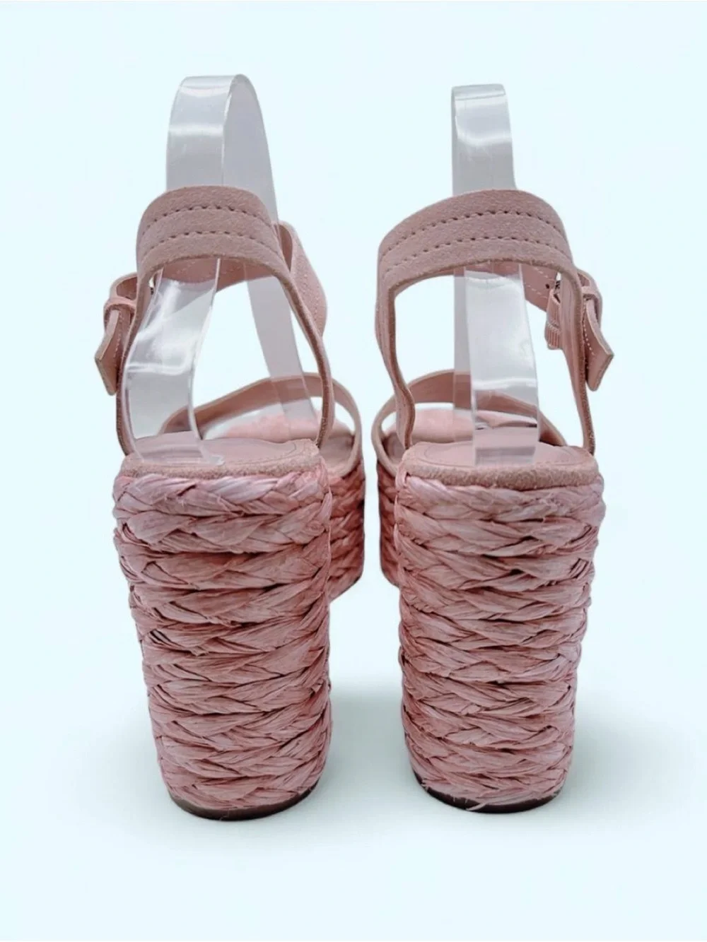 Marc Fisher LTD Pink Blush Nelly Burian Suede Espadrille Platform Wedges Size 9